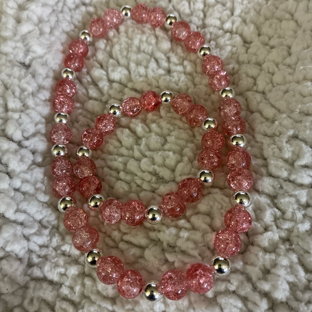 Chic Pink and Silver Beaded Bracelet